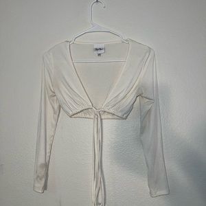 White crop top with tie front